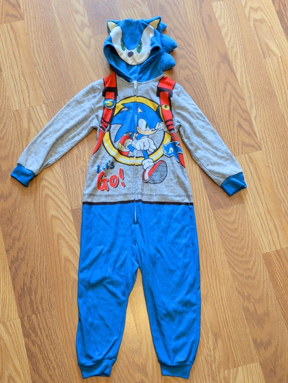 Sonic the Hedgehog XS 4/5 Blue & Gray Kids Onesie Pajama